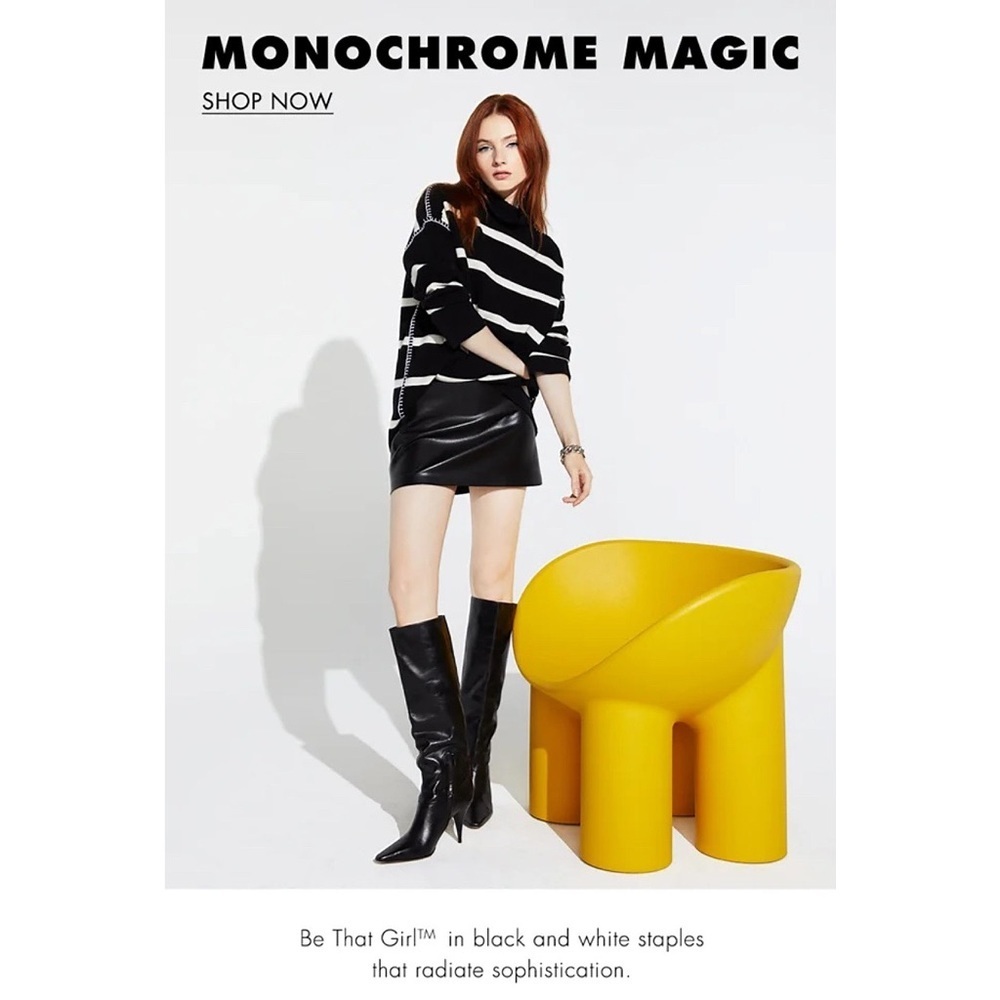 Alice + Olivia Bobbie Black White Striped Wool and Cashmere Blend Tunic Sweater - Picture 6 of 17